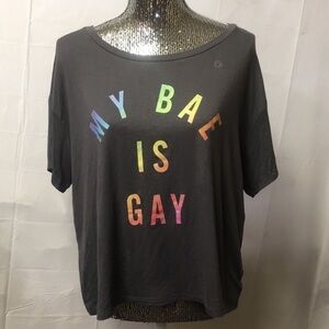 NEW AE soft & sexy t shirt my bae is gay pride crop LGBTQ
